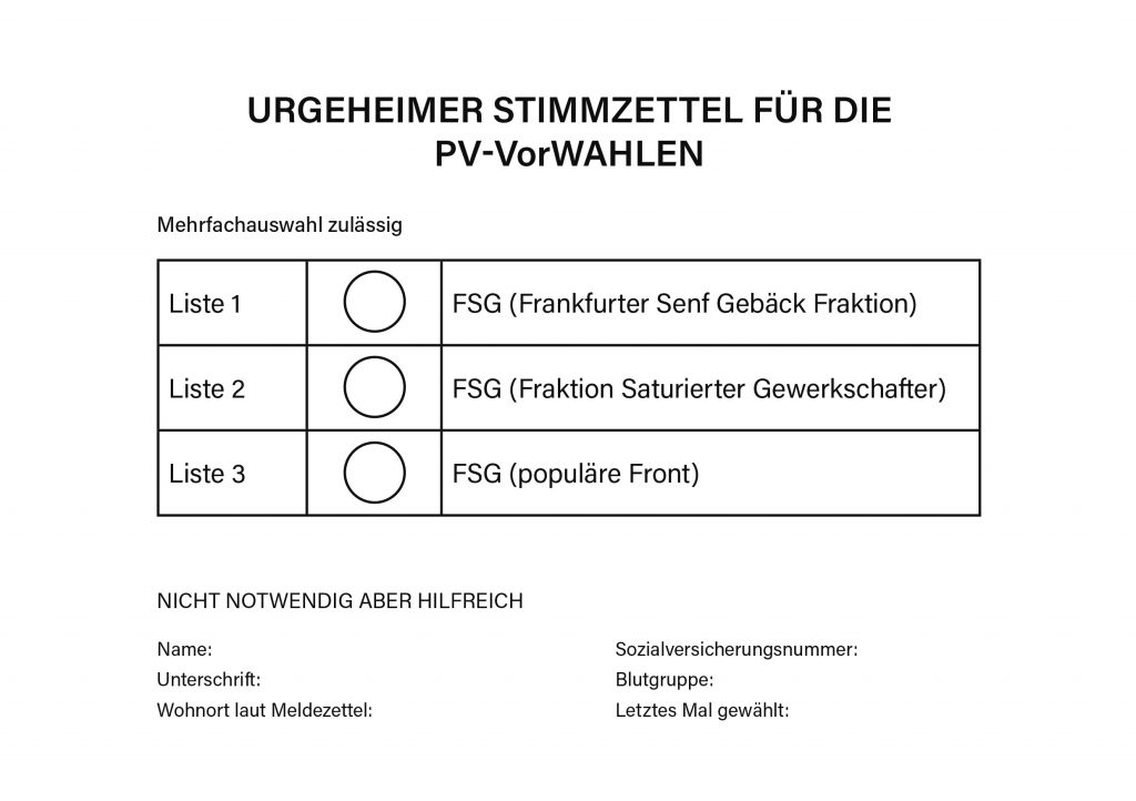 Stimmzettel FSG-Vorwahlen